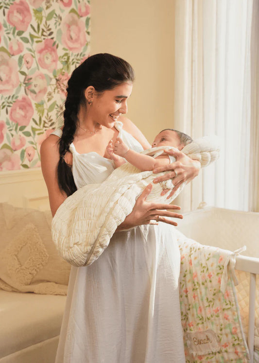 Baby Jalebi Crescent Sleeping Bag/Baby Carrier Nest-100% Organic Cotton-Blue-Newborn Bed