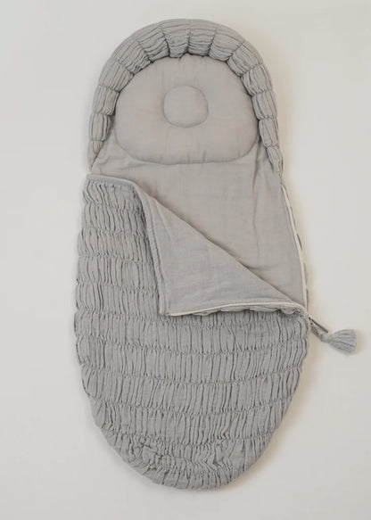 Baby Jalebi Crescent Sleeping Bag/Baby Carrier Nest-100% Organic Cotton-Grey-Newborn Bed
