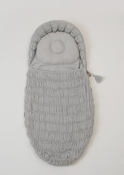 Baby Jalebi Crescent Sleeping Bag/Baby Carrier Nest-100% Organic Cotton-Grey-Newborn Bed