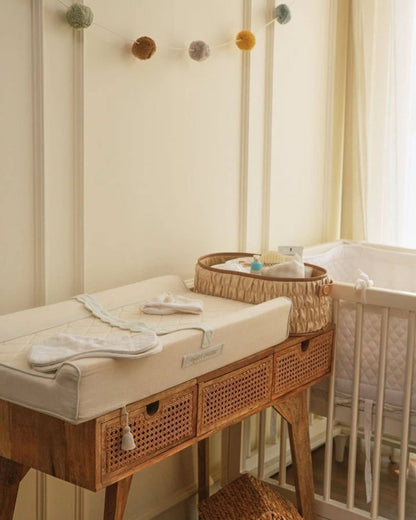Baby Jalebi Diaper Changing Mat-Cotton-Water Resistant-Ecru