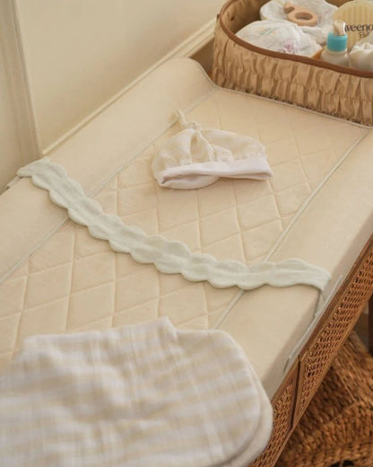 Baby Jalebi Diaper Changing Mat-Cotton-Water Resistant-Ecru