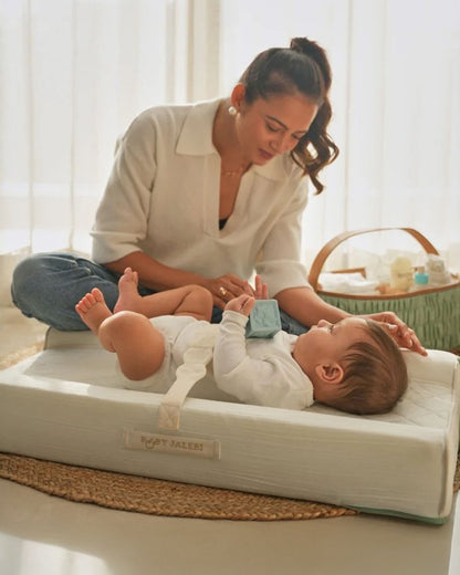 Baby Jalebi Diaper Changing Mat-Cotton-Water Resistant-Mint