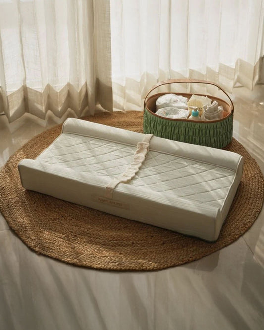 Baby Jalebi Diaper Changing Mat-Cotton-Water Resistant-Mint