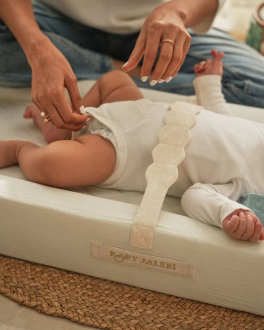 Baby Jalebi Diaper Changing Mat-Cotton-Water Resistant-Mint