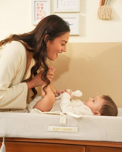 Baby Jalebi Diaper Changing Mat-Cotton-Water Resistant-Grey