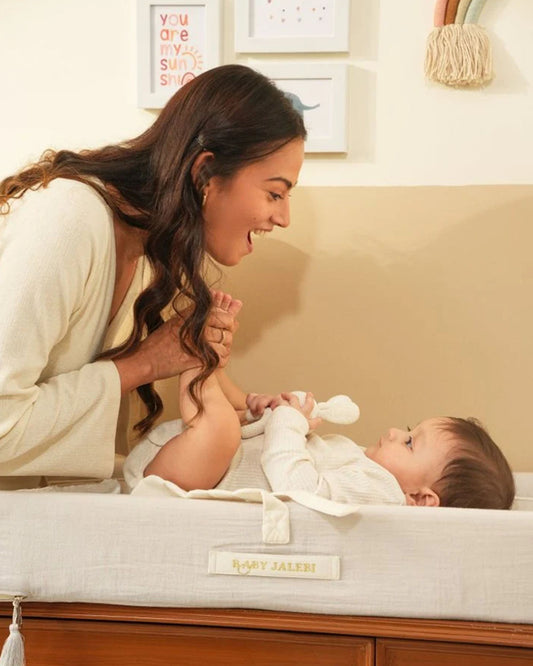 Baby Jalebi Diaper Changing Mat-Cotton-Water Resistant-Grey