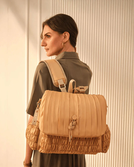 Baby Jalebi Dune Diaper Bag-Backpack-Polyester-Caramel-with Stroller Straps