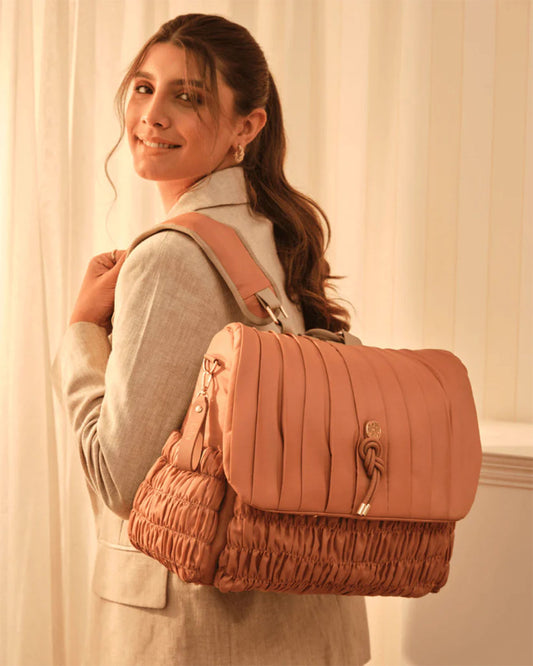 Baby Jalebi Dune Diaper Bag-Backpack-Polyester-Dusty Rose-with Stroller Straps