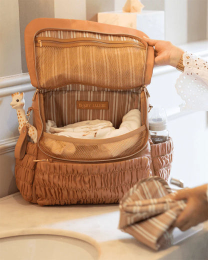 Baby Jalebi Dune Diaper Bag-Backpack-Polyester-Dusty Rose-with Stroller Straps