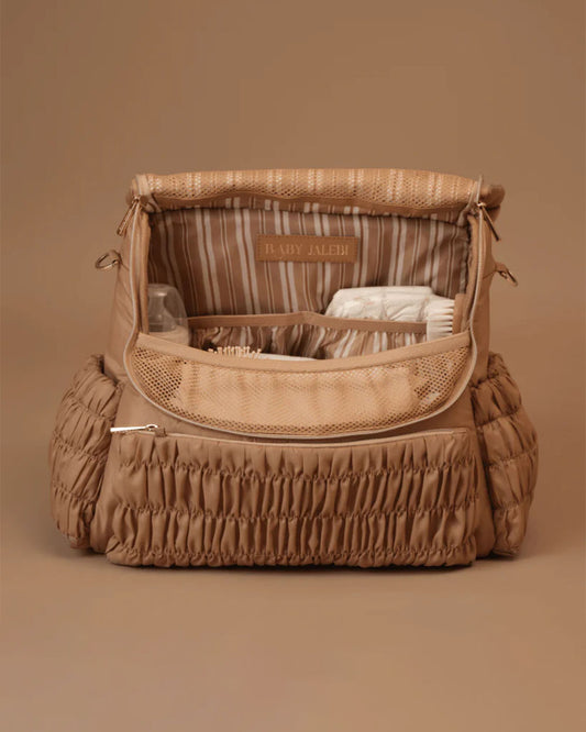Baby Jalebi Dune Diaper Bag-Backpack-Polyester-Mocha-with Stroller Straps