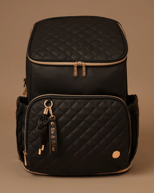 Baby Jalebi The City Trooper Diaper Bag-Backpack-Vegan Leather-Black-with Stroller Straps