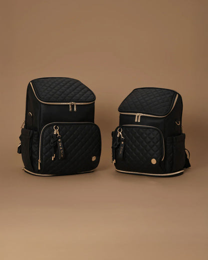 Baby Jalebi The City Trooper Diaper Bag-Backpack-Vegan Leather-Black-with Stroller Straps