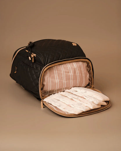 Baby Jalebi The City Trooper Diaper Bag-Backpack-Vegan Leather-Black-with Stroller Straps