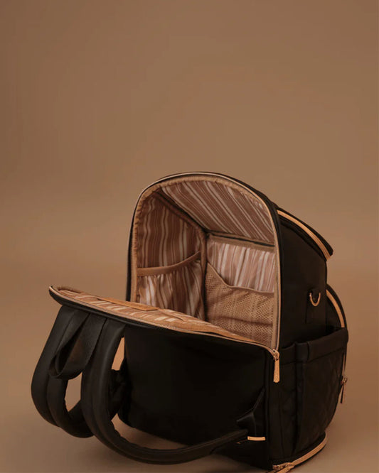 Baby Jalebi The City Trooper Diaper Bag-Backpack-Vegan Leather-Black-with Stroller Straps