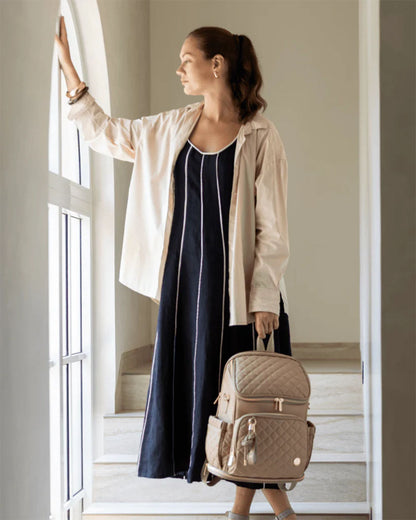 Baby Jalebi The City Trooper Diaper Bag-Backpack-Vegan Leather-Mocha-with Stroller Straps