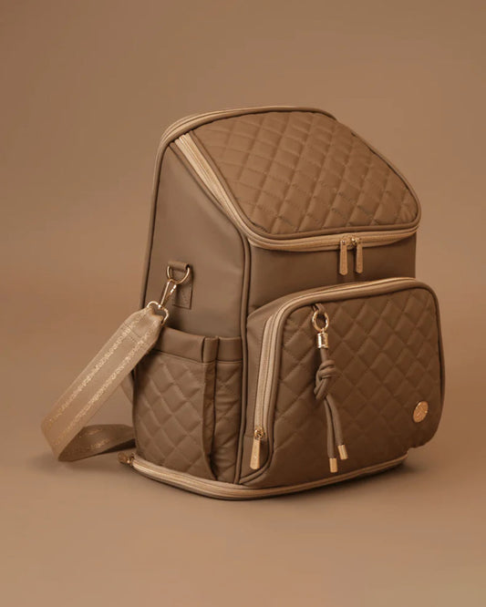 Baby Jalebi The City Trooper Diaper Bag-Backpack-Vegan Leather-Mocha-with Stroller Straps