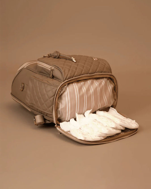 Baby Jalebi The City Trooper Diaper Bag-Backpack-Vegan Leather-Mocha-with Stroller Straps