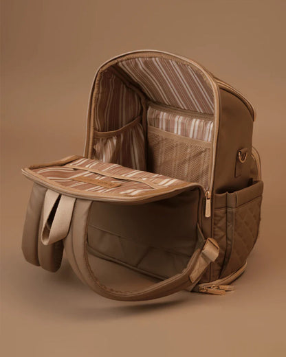 Baby Jalebi The City Trooper Diaper Bag-Backpack-Vegan Leather-Mocha-with Stroller Straps