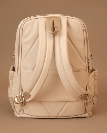 Baby Jalebi The City Trooper Diaper Bag-Backpack-Vegan Leather-Ecru-with Stroller Straps