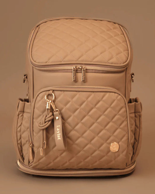 Baby Jalebi The City Trooper Diaper Bag-Backpack-Vegan Leather-Caramel-with Stroller Straps