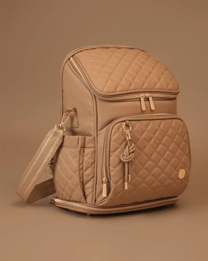 Baby Jalebi The City Trooper Diaper Bag-Backpack-Vegan Leather-Caramel-with Stroller Straps