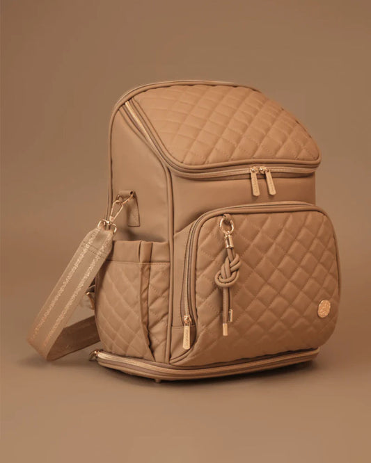 Baby Jalebi The City Trooper Diaper Bag-Backpack-Vegan Leather-Caramel-with Stroller Straps