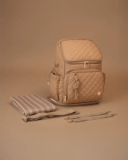 Baby Jalebi The City Trooper Diaper Bag-Backpack-Vegan Leather-Caramel-with Stroller Straps