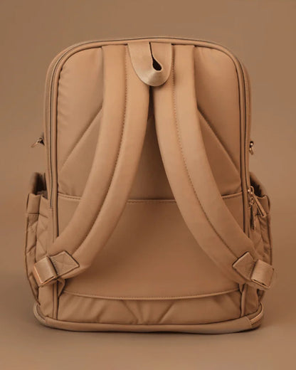 Baby Jalebi The City Trooper Diaper Bag-Backpack-Vegan Leather-Caramel-with Stroller Straps