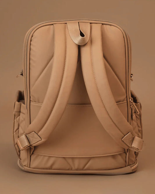 Baby Jalebi The City Trooper Diaper Bag-Backpack-Vegan Leather-Caramel-with Stroller Straps