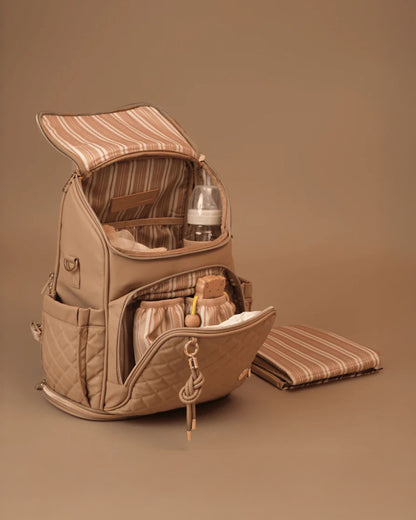 Baby Jalebi The City Trooper Diaper Bag-Backpack-Vegan Leather-Caramel-with Stroller Straps