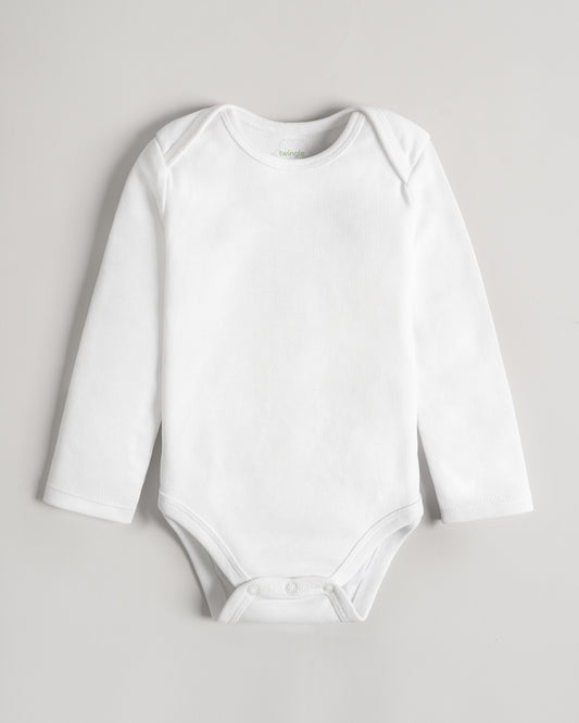 Twingle Snow White Envelope Neck Long Sleeves Bodysuit Vest-Solid-100% Organic Cotton-Pack of 3-For Infants