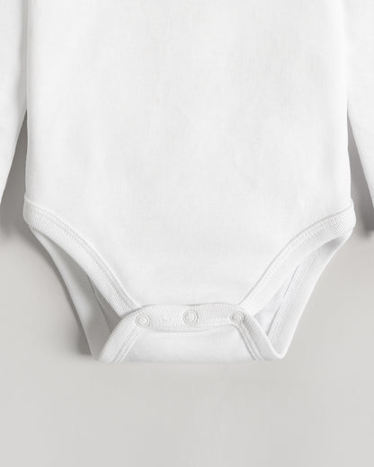 Twingle Snow White Envelope Neck Long Sleeves Bodysuit Vest-Solid-100% Organic Cotton-Pack of 3-For Infants