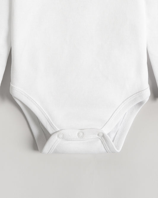 Twingle Snow White Envelope Neck Long Sleeves Bodysuit Vest-Solid-100% Organic Cotton-Pack of 3-For Infants