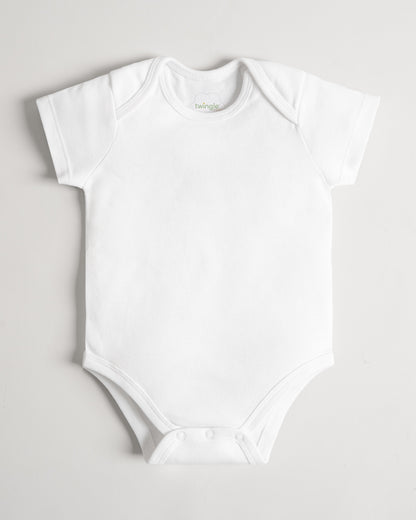 Twingle Snow White Envelope Neck Short Sleeves Bodysuit Vest-Solid-100% Organic Cotton-Pack of 3-For Infants