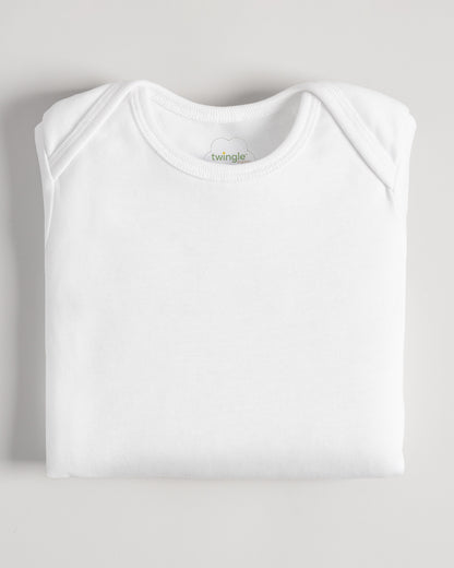 Twingle Snow White Envelope Neck Short Sleeves Bodysuit Vest-Solid-100% Organic Cotton-Pack of 3-For Infants