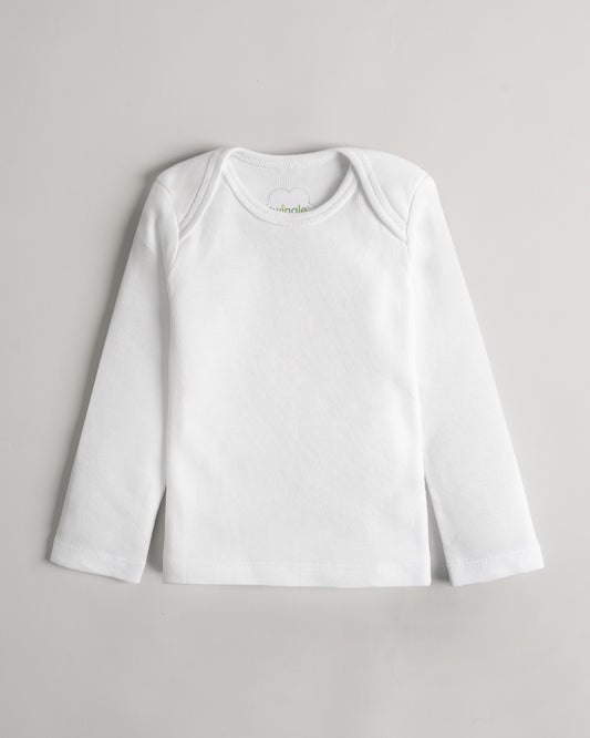 Twingle Snow White Envelope Neck Long Sleeves Vest-Solid-100% Organic Cotton-Pack of 3-For Infants