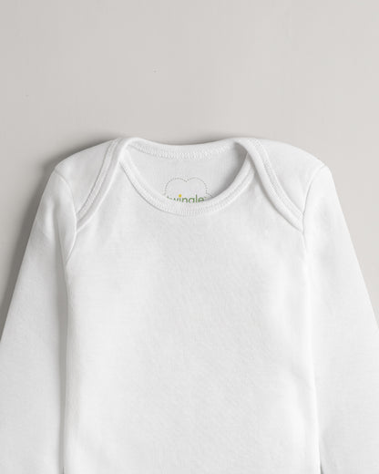 Twingle Snow White Envelope Neck Long Sleeves Vest-Solid-100% Organic Cotton-Pack of 3-For Infants