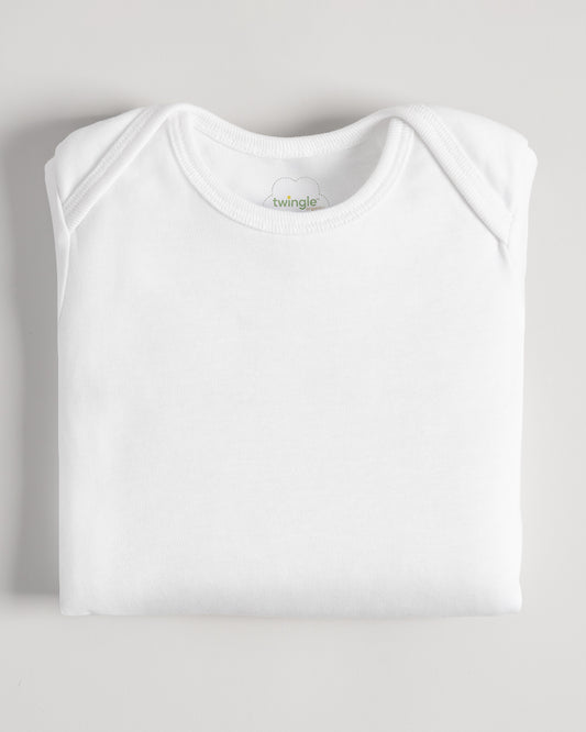 Twingle Snow White Envelope Neck Long Sleeves Vest-Solid-100% Organic Cotton-Pack of 3-For Infants