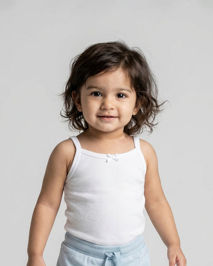Twingle Snow White Shoulder Strap Sleeveless Vest-Solid-100% Organic Cotton-Pack of 3-For Infants