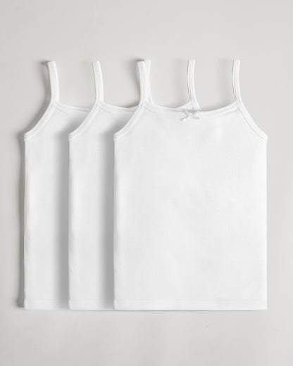 Twingle Snow White Shoulder Strap Sleeveless Vest-Solid-100% Organic Cotton-Pack of 3-For Infants