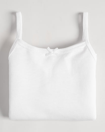 Twingle Snow White Shoulder Strap Sleeveless Vest-Solid-100% Organic Cotton-Pack of 3-For Infants