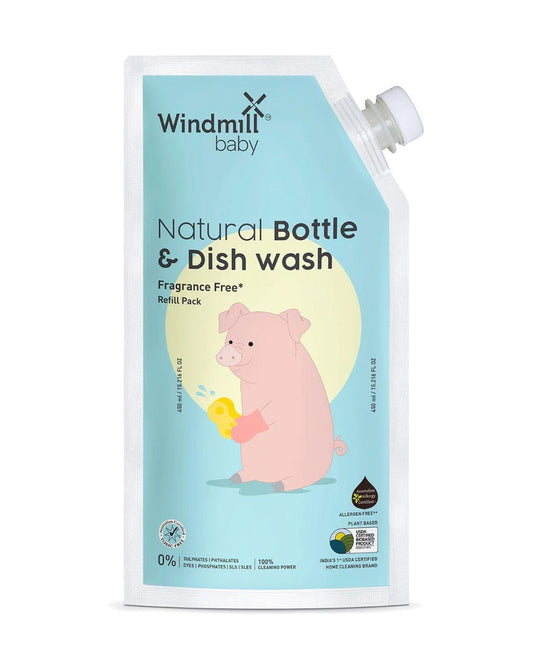 Windmill Baby Natural Bottle And Dish Wash-Infant Safe, USDA Certified-Refill Pack