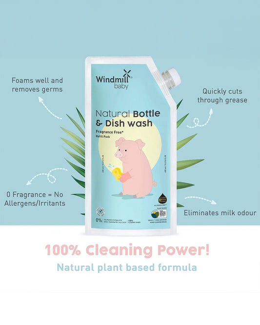 Windmill Baby Natural Bottle And Dish Wash-Infant Safe, USDA Certified-Refill Pack