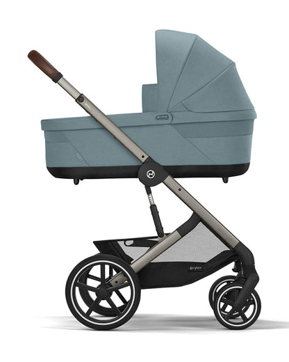 Cybex Balios S Lux Stroller & Cot S Lux Carry Cot Travel System-Taupe Frame & Stormy Blue