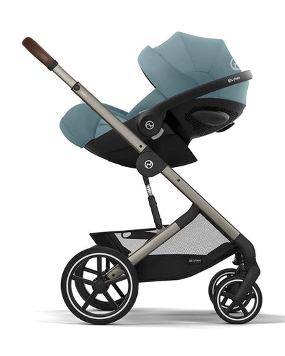 Cybex Balios S Lux Stroller-Advanced Wheel Suspension-Height Adjustable Parent Handle Bar-Reversible & Flat Reclining Seat-One Hand Fold-2 Years Warranty-For 0 to 4Y (Upto 22 Kg)-Taupe Frame & Stormy Blue Seat