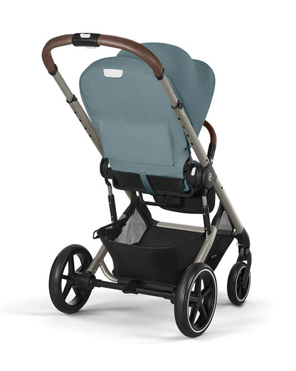 Cybex Balios S Lux Stroller-Advanced Wheel Suspension-Height Adjustable Parent Handle Bar-Reversible & Flat Reclining Seat-One Hand Fold-2 Years Warranty-For 0 to 4Y (Upto 22 Kg)-Taupe Frame & Stormy Blue Seat