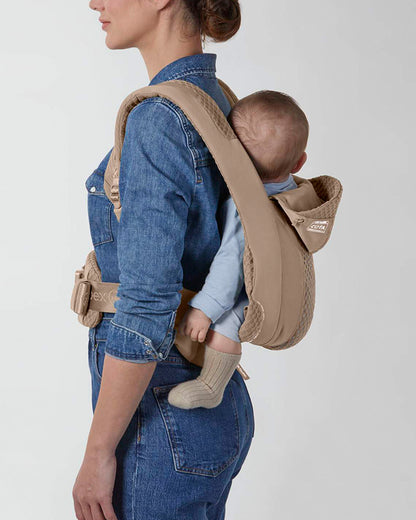 Cybex Coya Baby Carrier-With 3 Carry Positions-Foldable Into Trendy Crossbody Bag-3D Mesh Fabric-UPF 50+ Sun Hood-Waist Belt With Zip Pocket-For 0 to 3Y (3.2 to 15Kg)-Cozy Beige