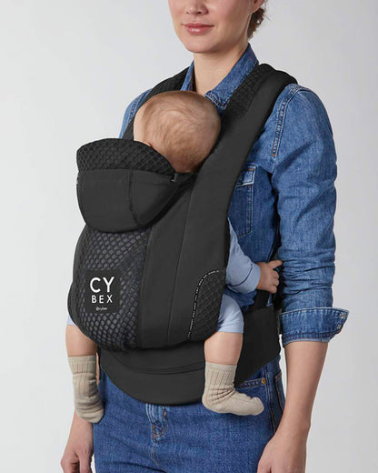 Cybex Coya Urban Mobility Baby Carrier-With 3 Carry Positions-Foldable Into Trendy Crossbody Bag-3D Mesh Fabric-UPF 50+ Sun Hood-Zip Pocket Integrated Into The Waist Belt-For 0 to 3Y (3.2 to 15Kg)-Black