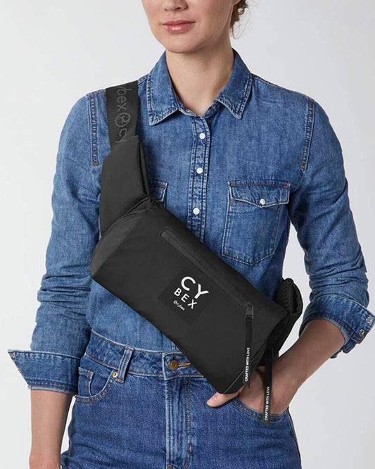 Cybex Coya Urban Mobility Baby Carrier-With 3 Carry Positions-Foldable Into Trendy Crossbody Bag-3D Mesh Fabric-UPF 50+ Sun Hood-Zip Pocket Integrated Into The Waist Belt-For 0 to 3Y (3.2 to 15Kg)-Black