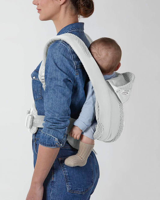 Cybex Coya Urban Mobility Baby Carrier-With 3 Carry Positions-Foldable Into Trendy Crossbody Bag-3D Mesh Fabric-UPF 50+ Sun Hood-Zip Pocket Integrated Into The Waist Belt-For 0 to 3Y (3.2 to 15Kg)-White